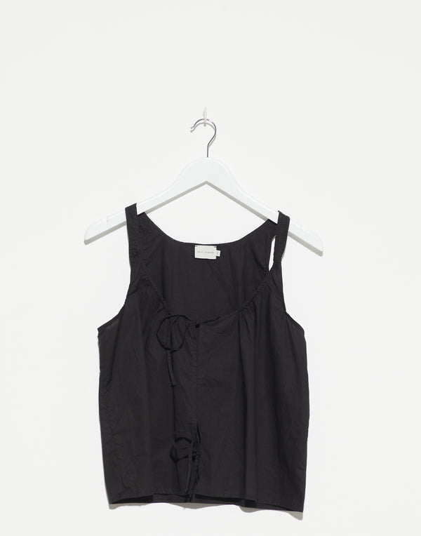 Black Cotton Poplin Bind Top