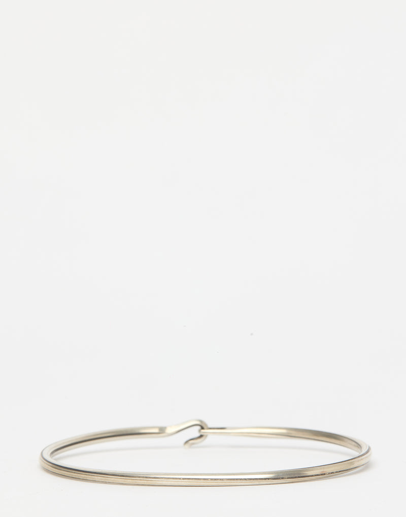 Silver Side Hook Groove Bangle