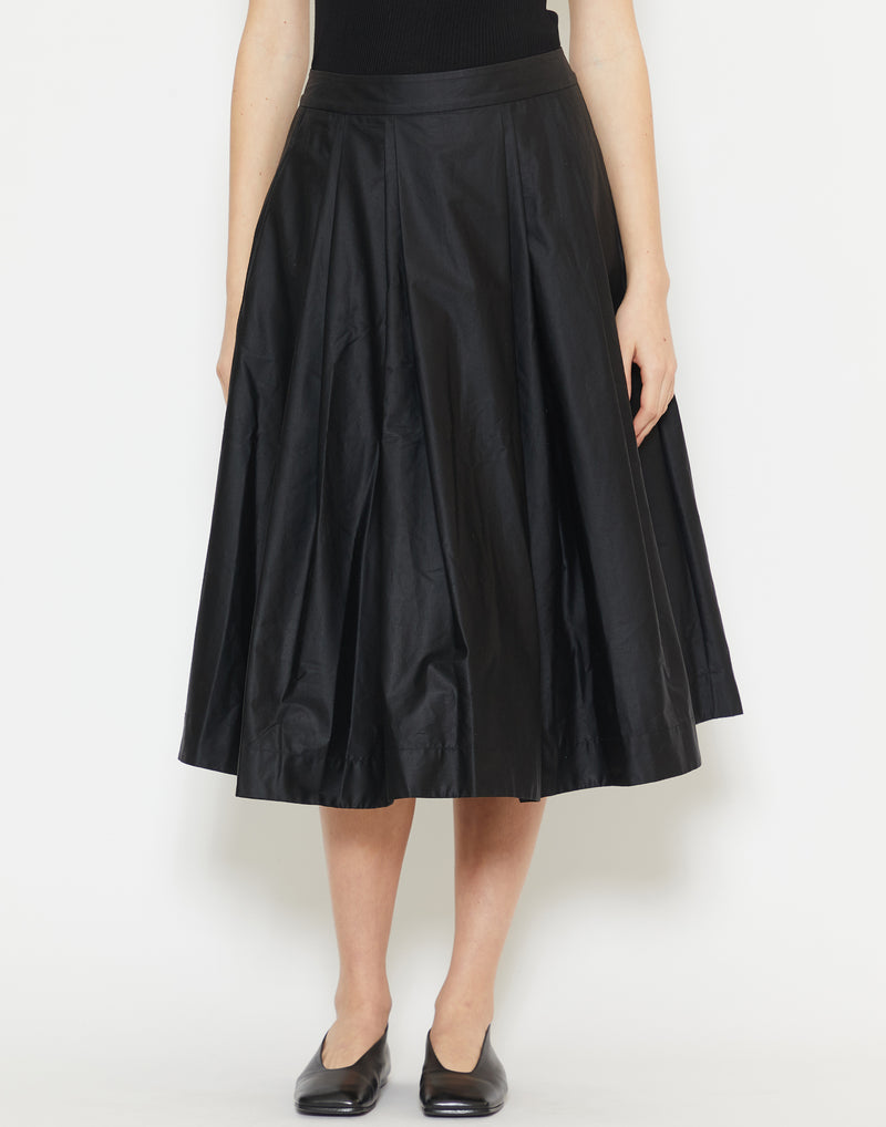 Black Lacquered Cotton Anarchic Skirt