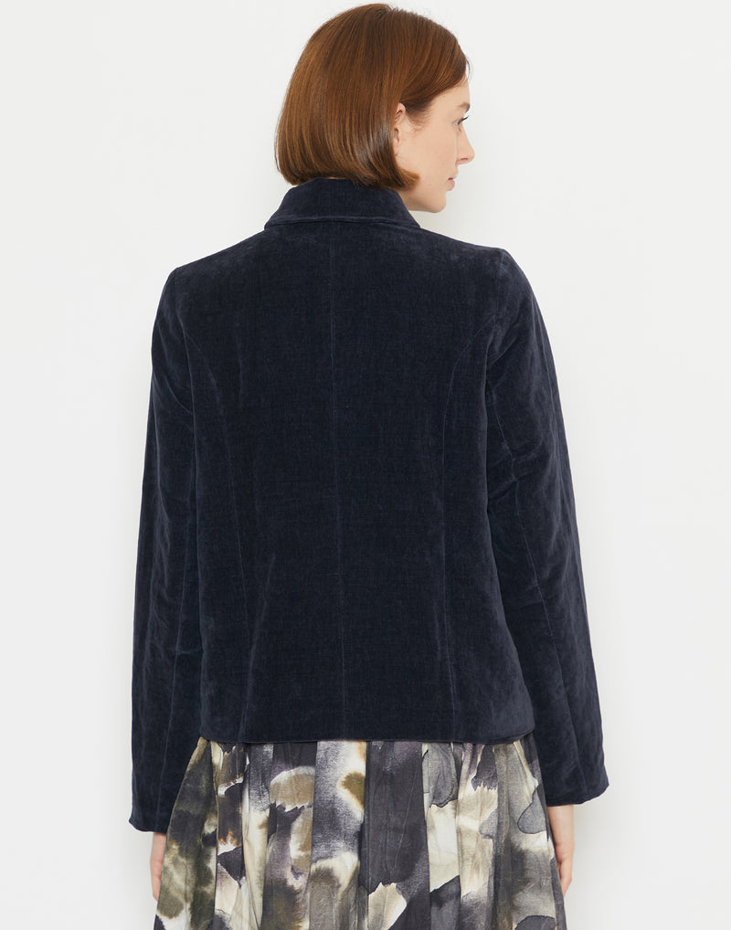 Navy Cotton & Linen Velvet Pewt Jacket