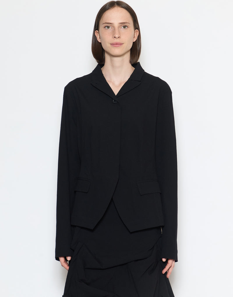 Black Viscose & Wool Blend Stretch Jacket