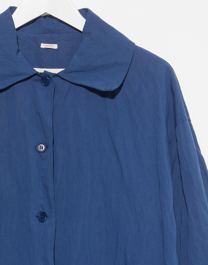 Marine Blue Cotton Blend Coat