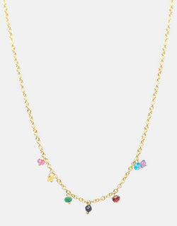 Multicolour Gem & Gold Chain Necklace