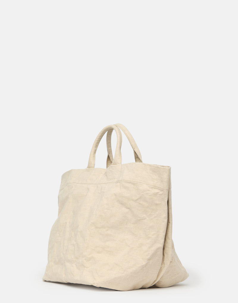 Natural Linen & Metallic Foil Big Dado Tote