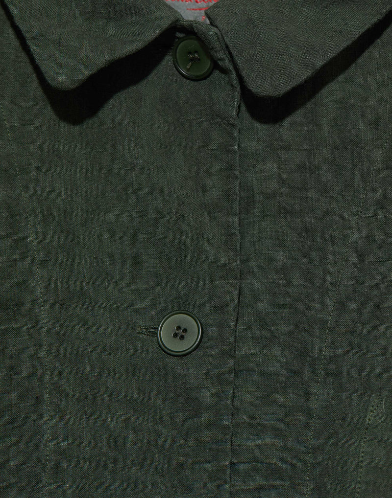 Military Green Linen Worker Jacket