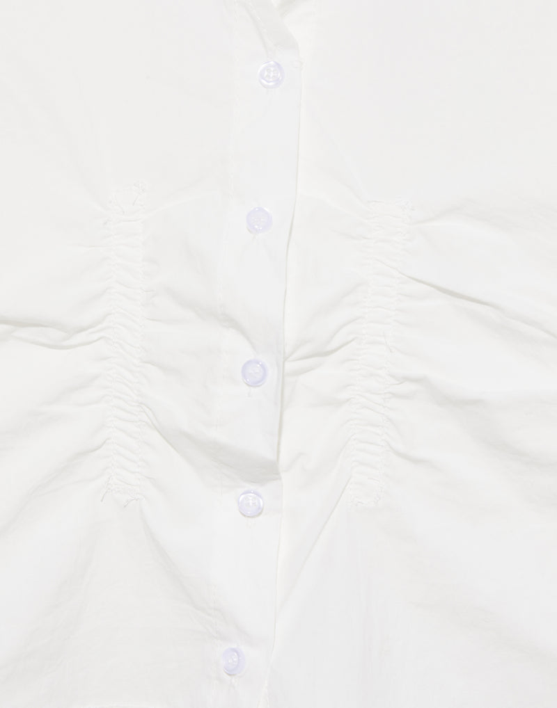 White Cotton Poplin Draw Top