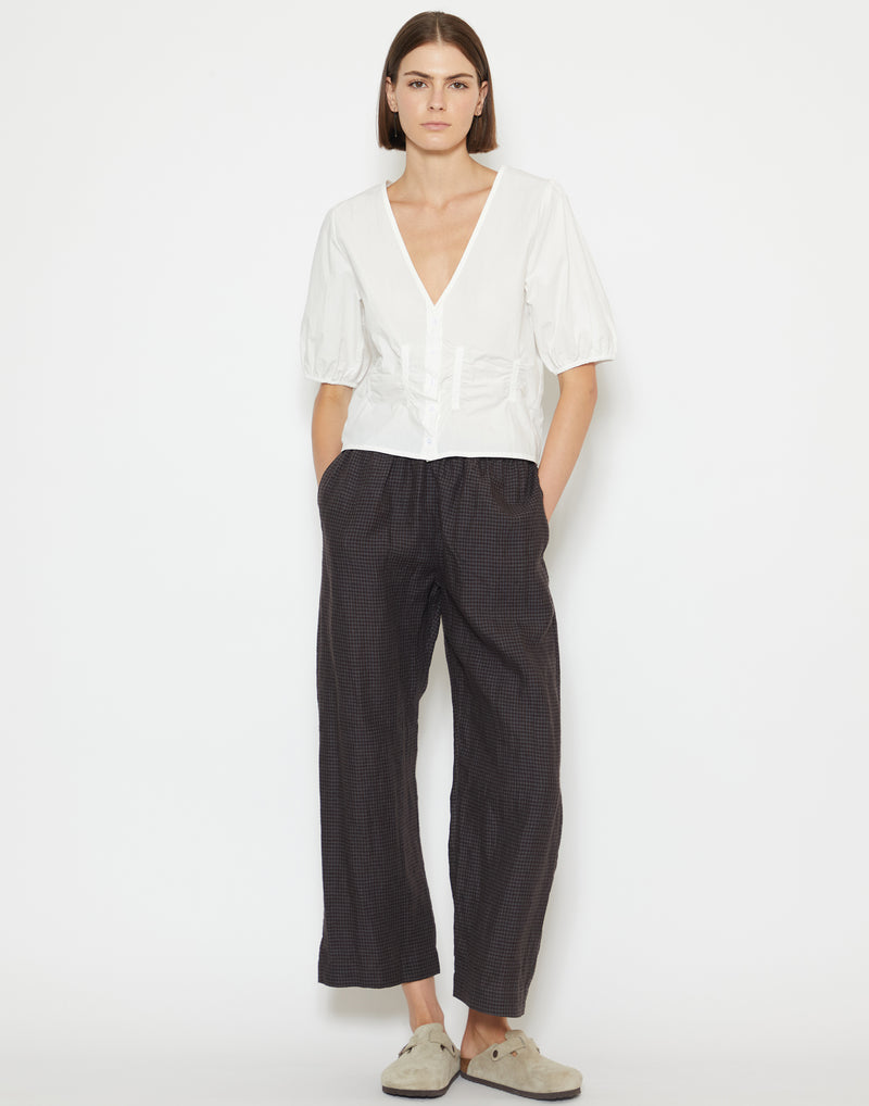 Slate Check Linen Ease Trousers