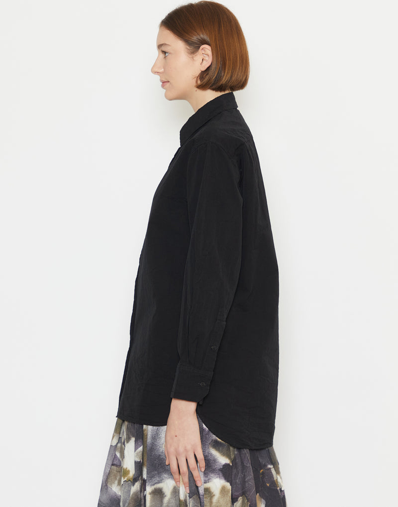 Black Cotton Big Raccourcie Shirt