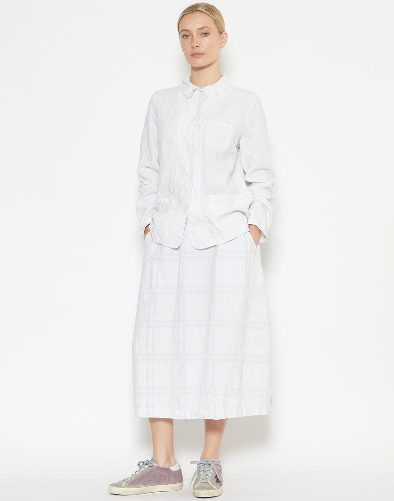 Clay Check Linen Box Skirt