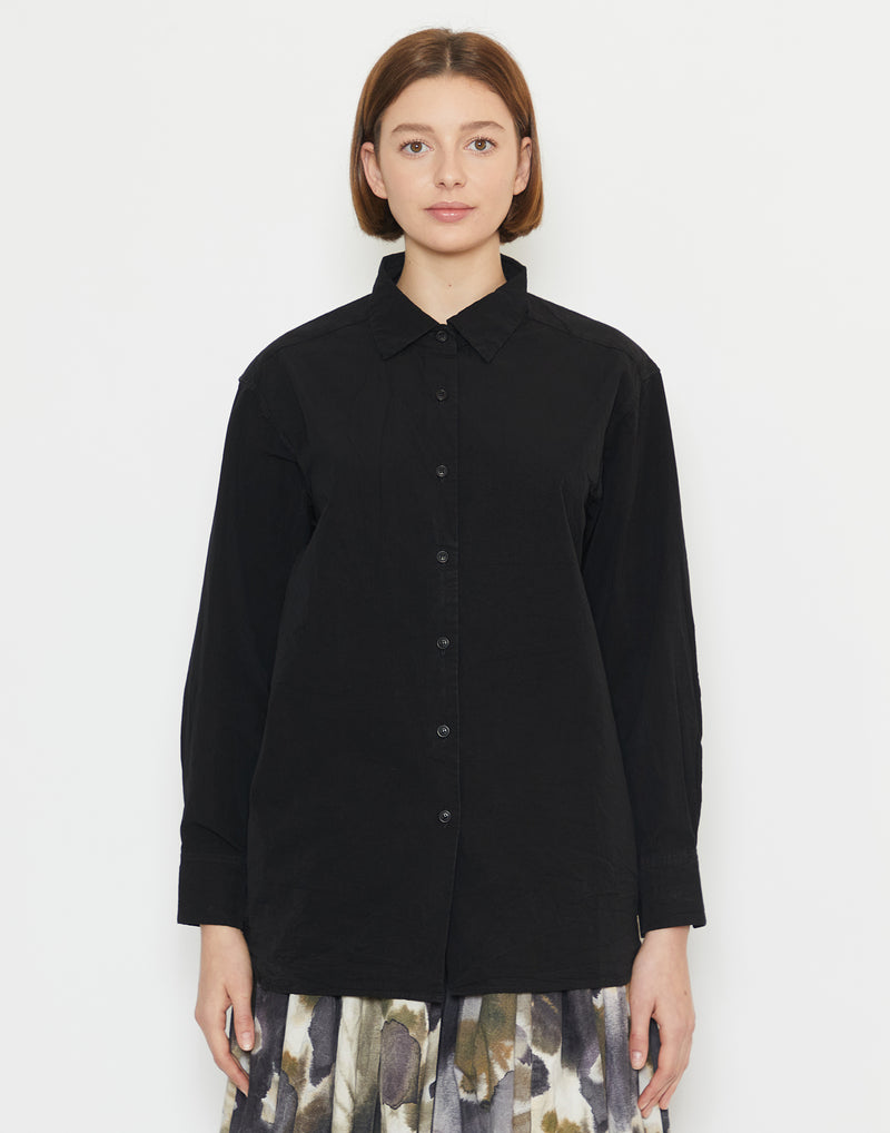 Black Cotton Big Raccourcie Shirt