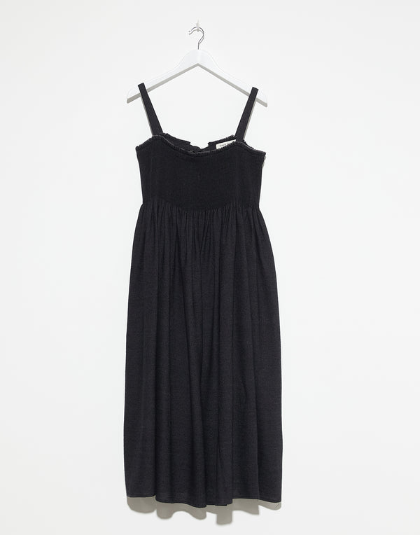 Black Wool & Linen Gal Smock Dress