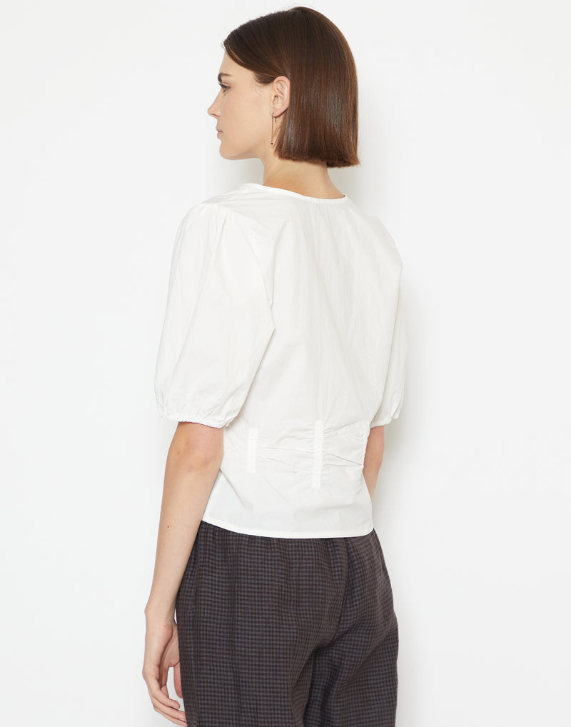 White Cotton Poplin Draw Top