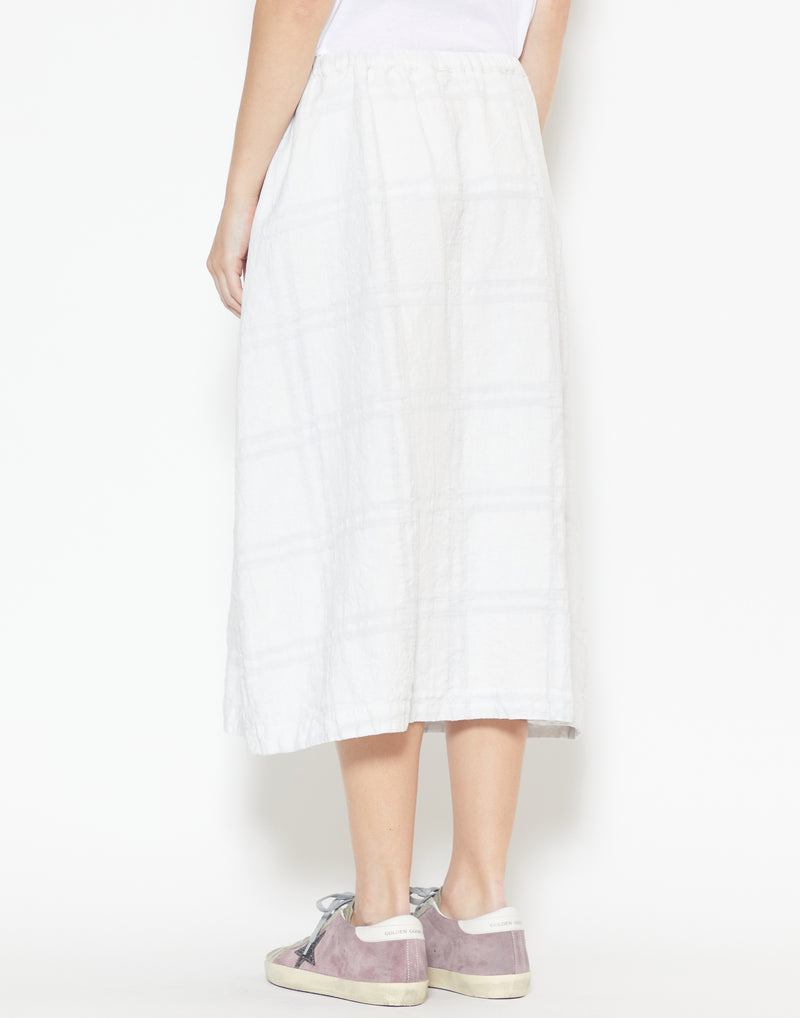 Clay Check Linen Box Skirt