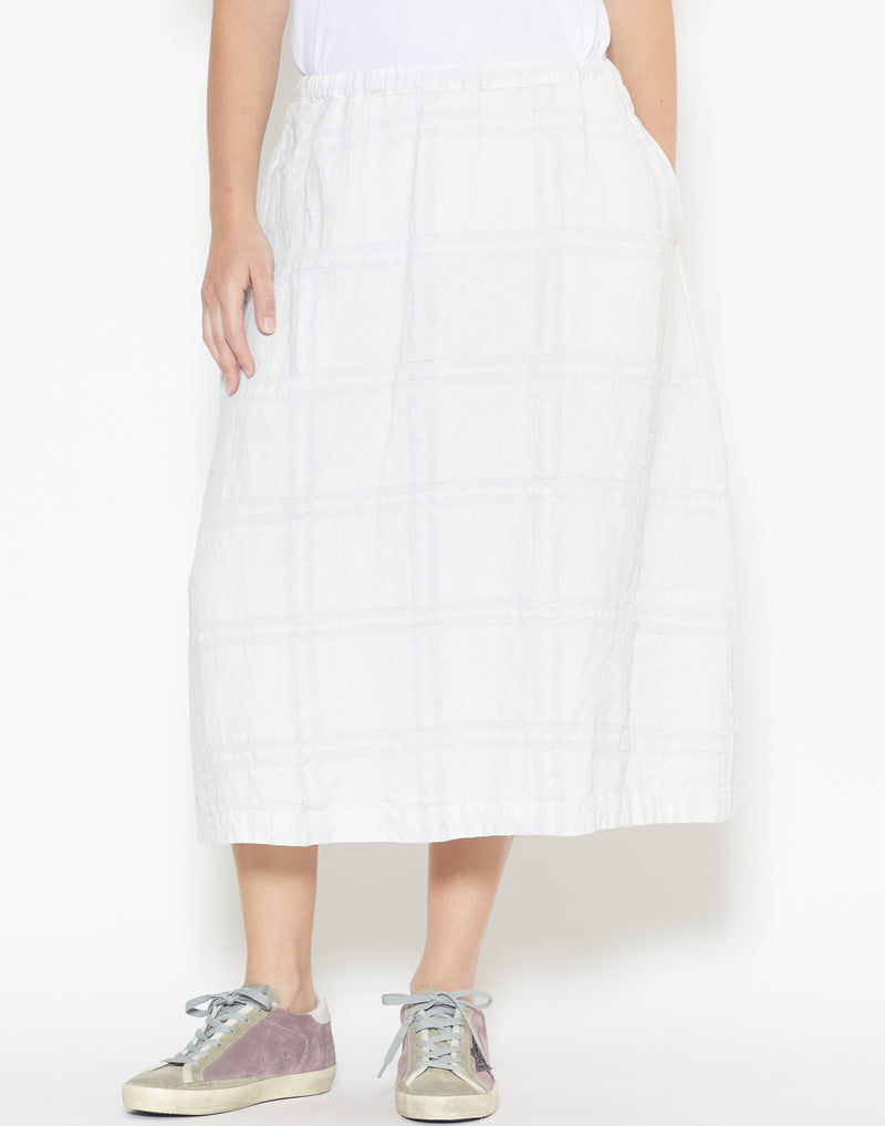 Clay Check Linen Box Skirt