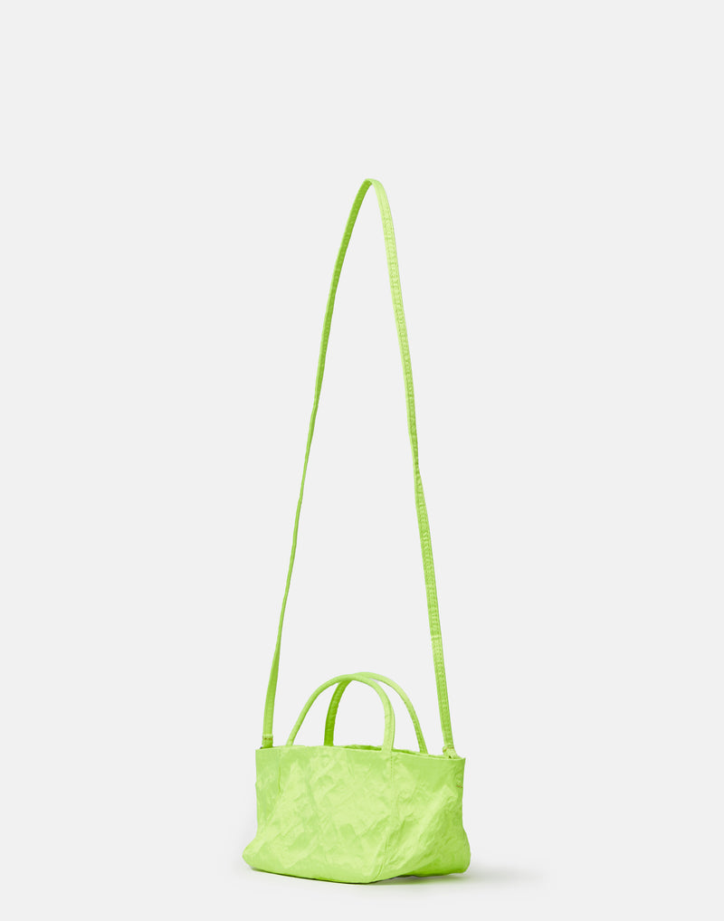 Small Fluro Green Satin Vicky Bag