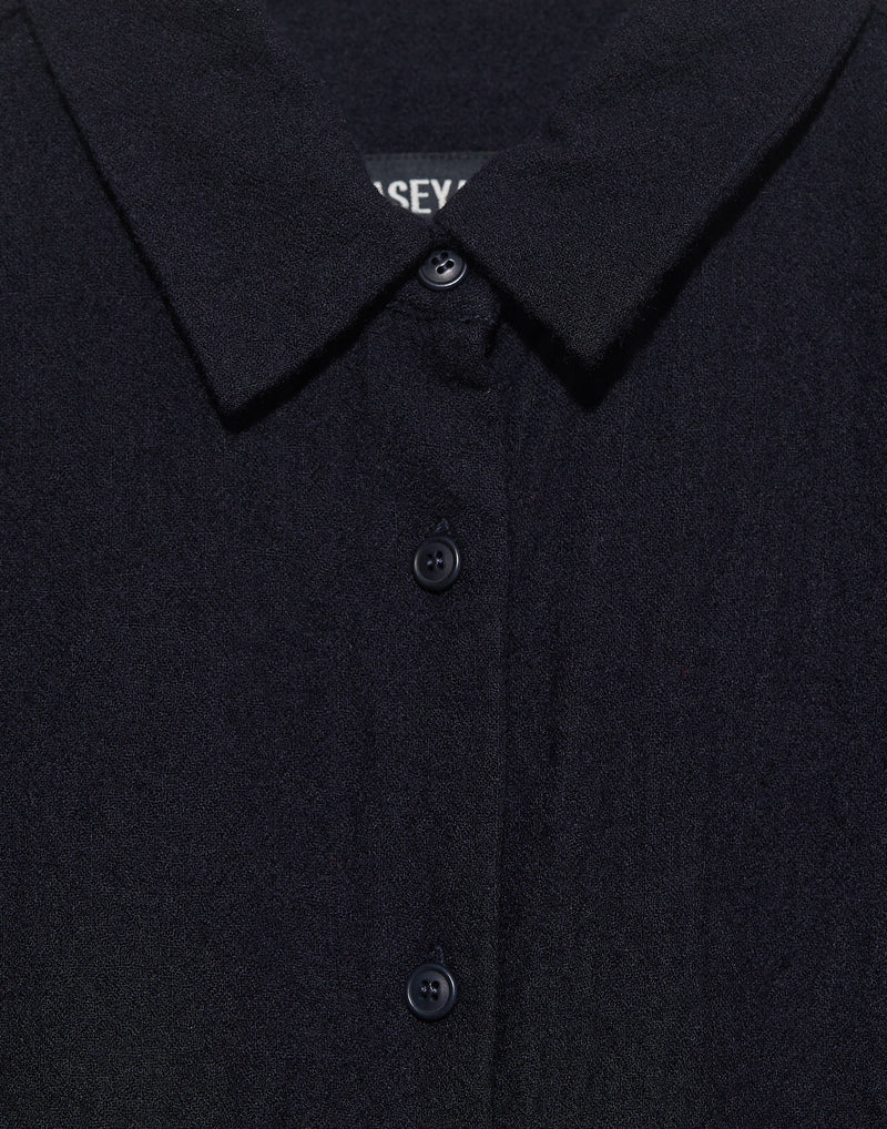 Navy Washed Wool Marine Shirt