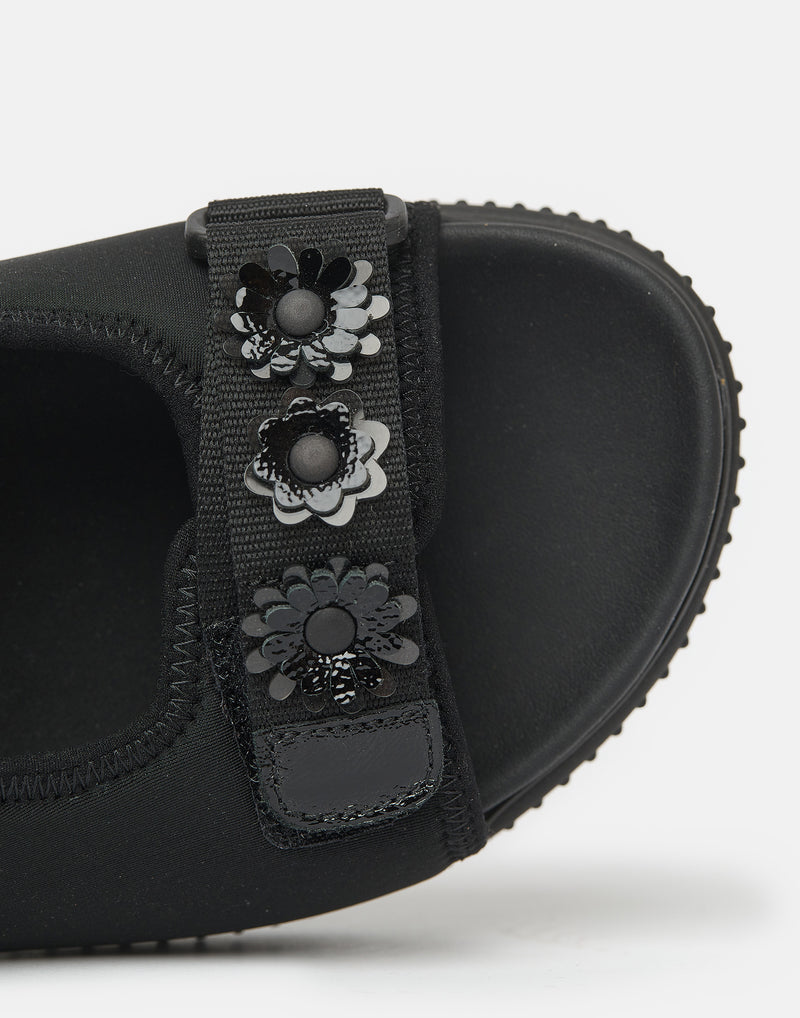 Black Neoprene Embellished Valeria Sandals