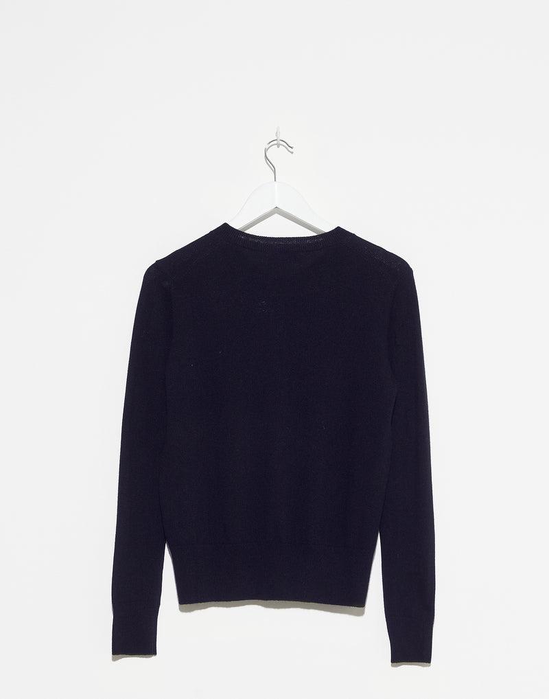 Navy Cashmere Crew Neck Cardigan