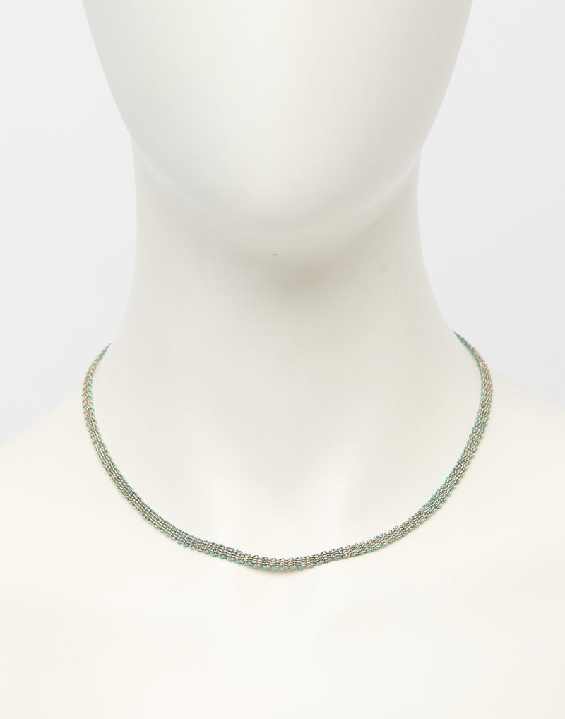 042.04 Silver & Green Silk Necklace