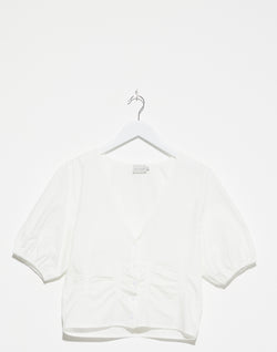 White Cotton Poplin Draw Top