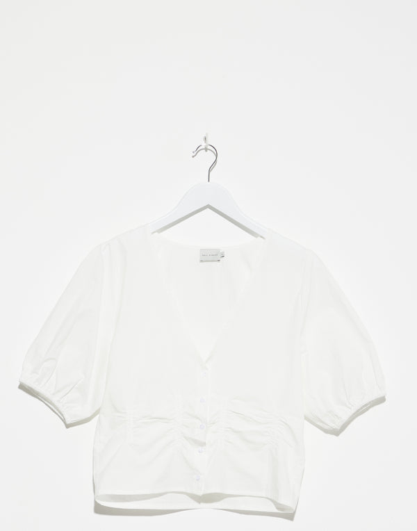 White Cotton Poplin Draw Top