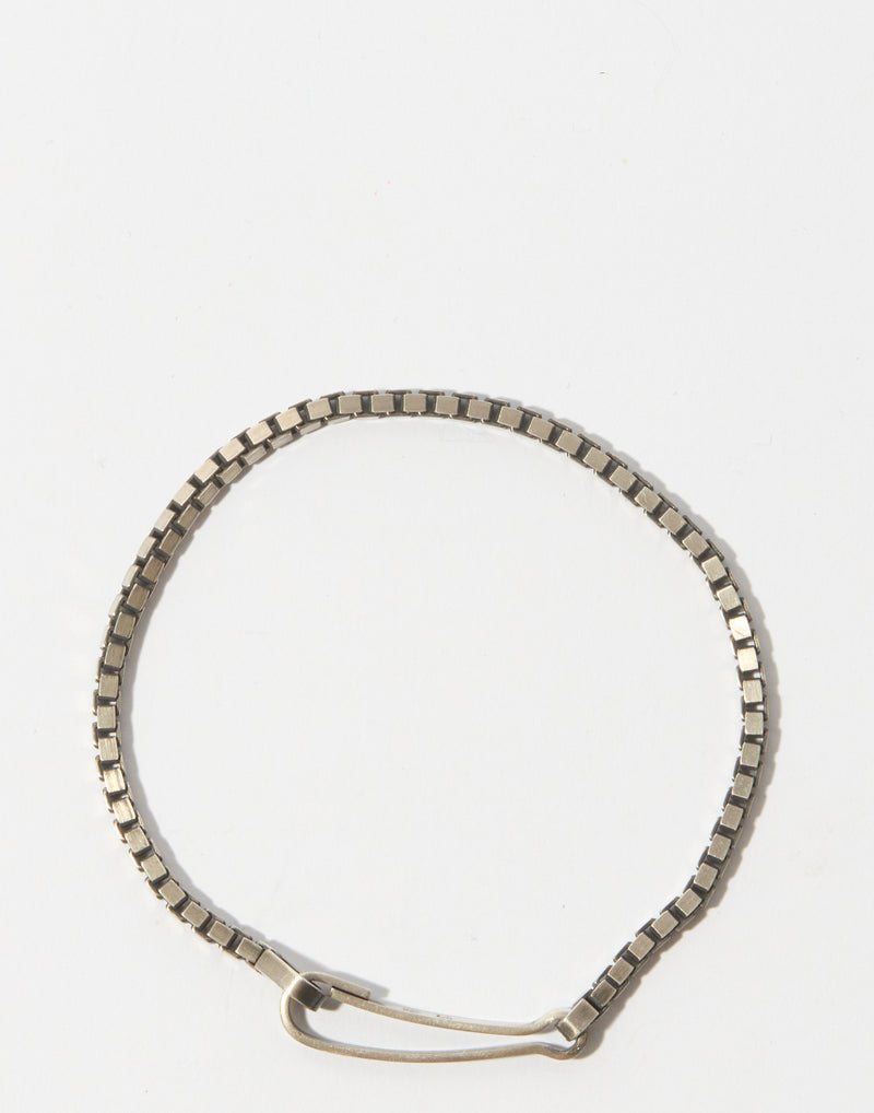 Silver Fine Box Chain Snap Link Bracelet