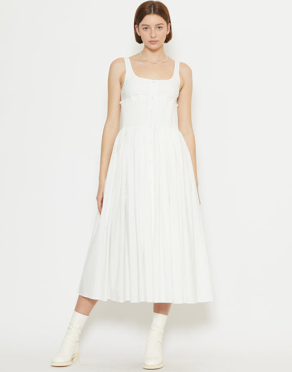 White Cotton Poplin Nuvem Dress