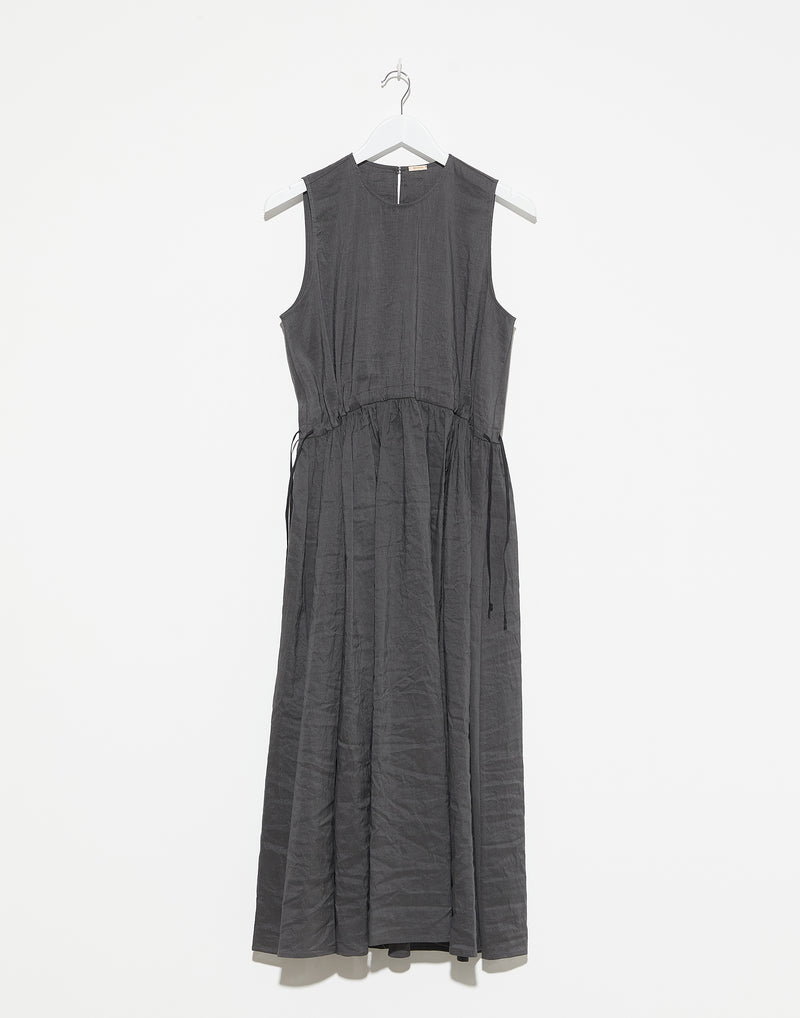 Stone Grey Linen & Cotton Sleeveless Dress