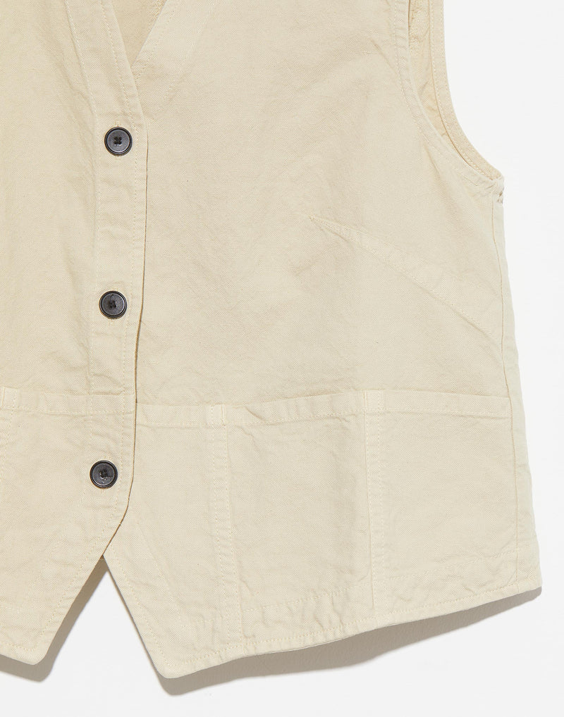 Beige Cotton & Linen Waistcoat Top