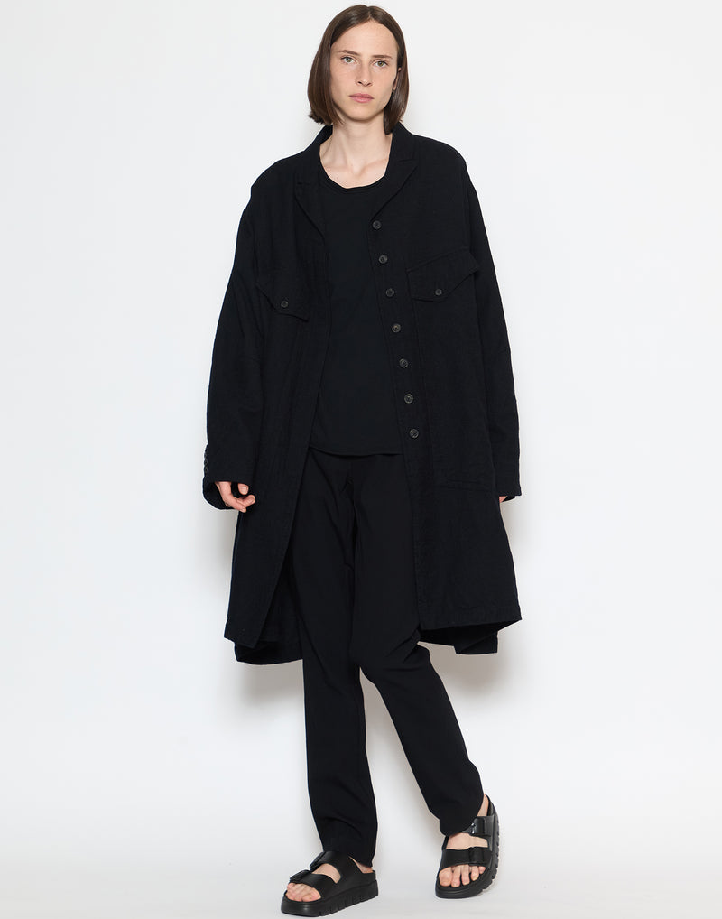 Black Wool & Cotton Trench Coat