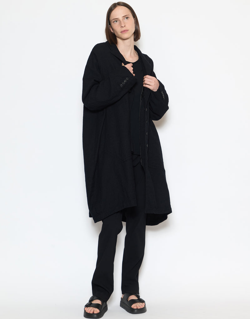 Black Wool & Cotton Trench Coat