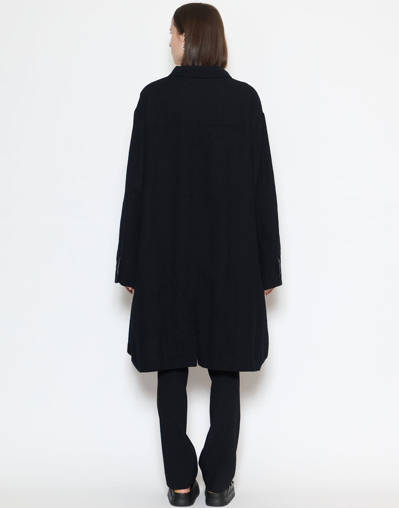 Black Wool & Cotton Trench Coat