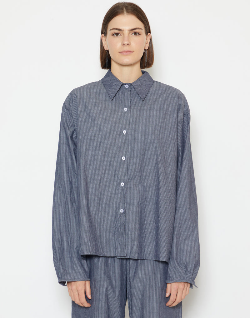 Blue Pinstripe Cotton Day Shirt