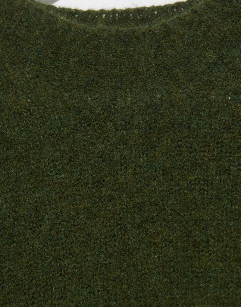 Moss Green Brushed Alpaca Blend Pullover