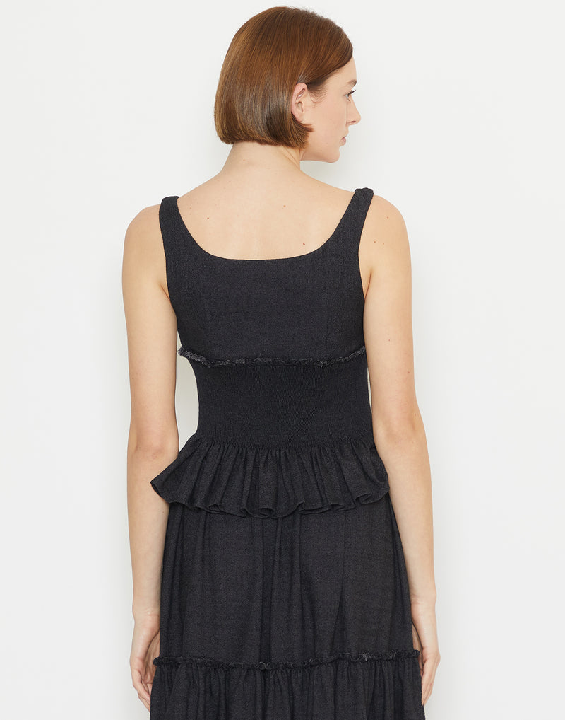 Black Wool & Linen Nuvem Corset