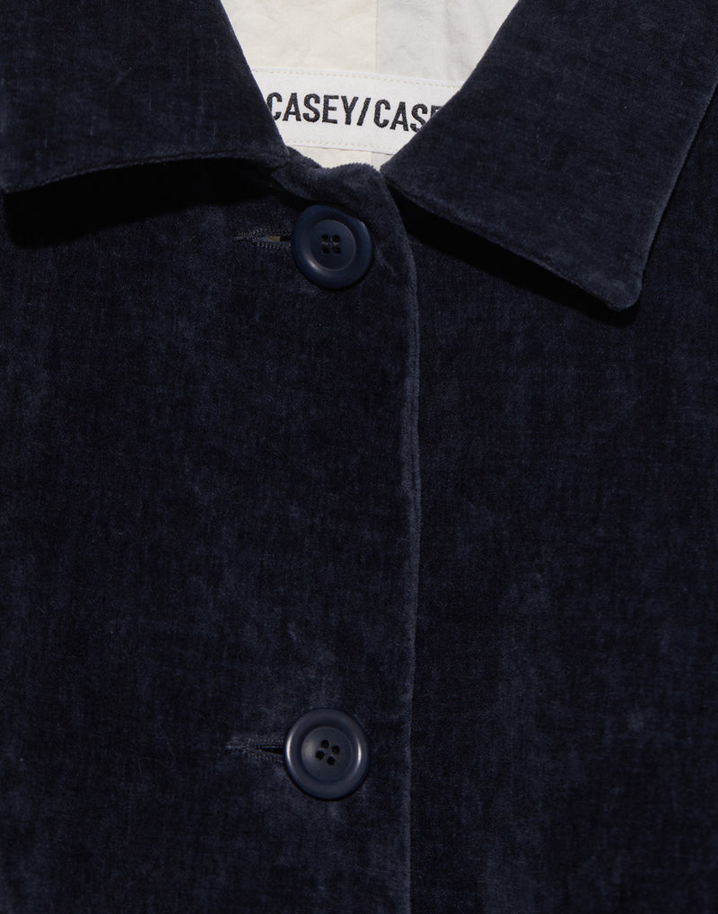 Navy Cotton & Linen Velvet Pewt Jacket