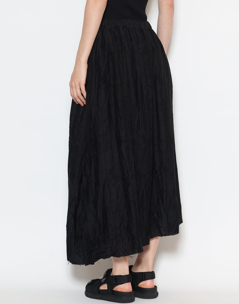 Black Jacquard Cotton Blend Skirt