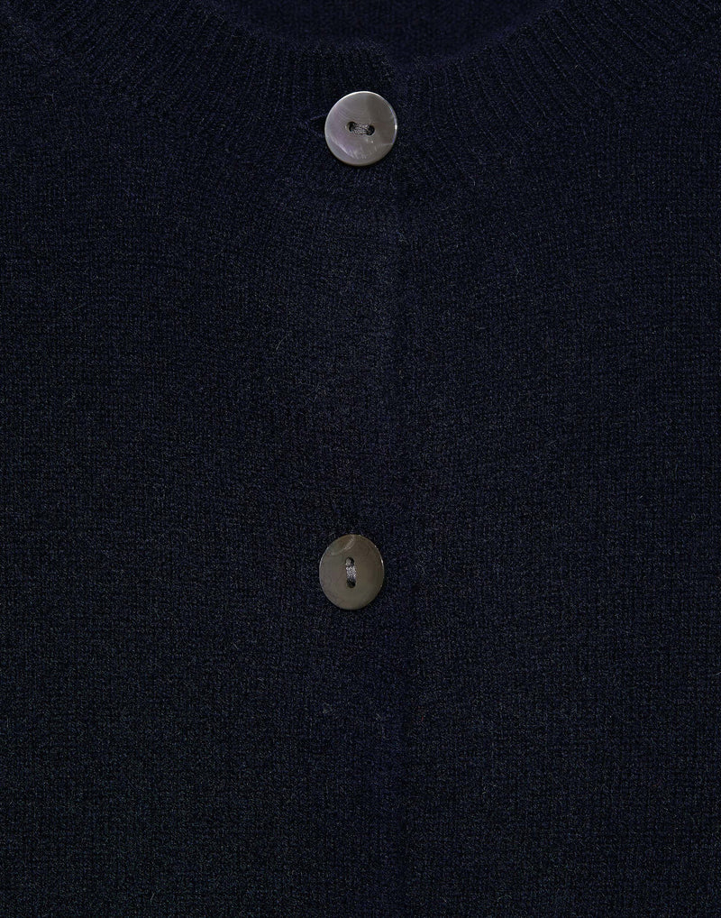 Navy Cashmere Crew Neck Cardigan