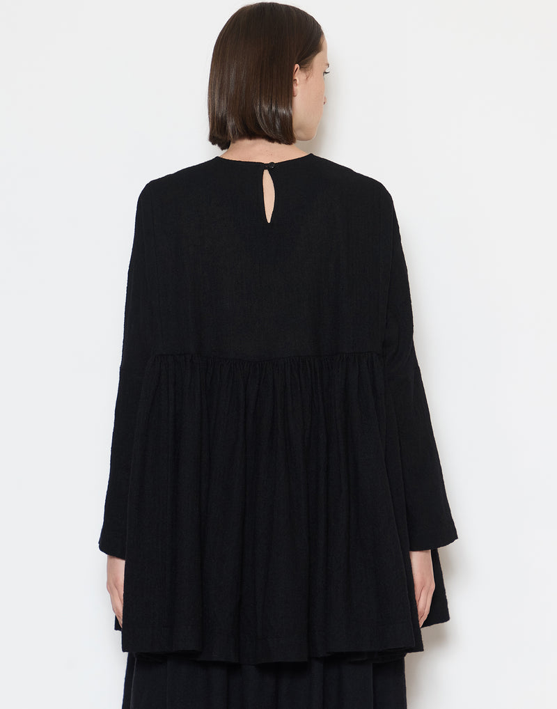 Black Washed Wool Pyj Rouch Top