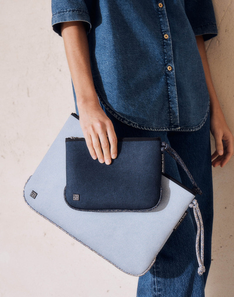 Fade Denim Everyday Large Flat Pouch