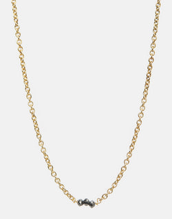 Gold & Three Black Diamond Necklace