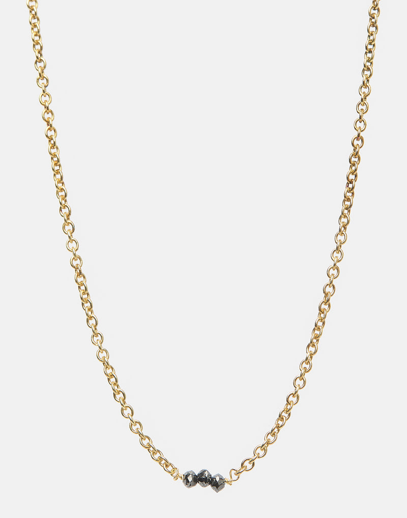 Gold & Three Black Diamond Necklace