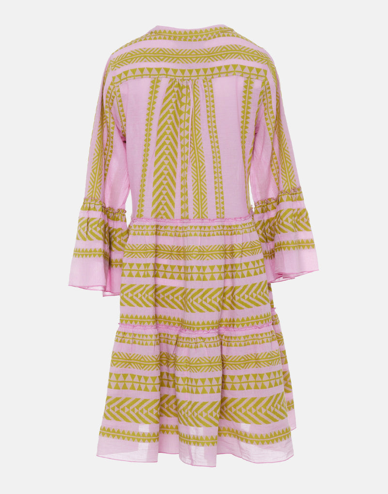 Lime & Pink Cotton Blend Ella Midi Dress