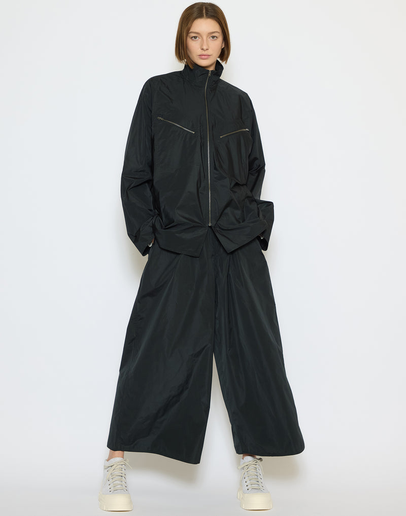 Black Taffeta Wide Leg Palau Pants