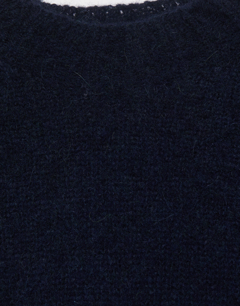 Navy Brushed Alpaca Blend Pullover