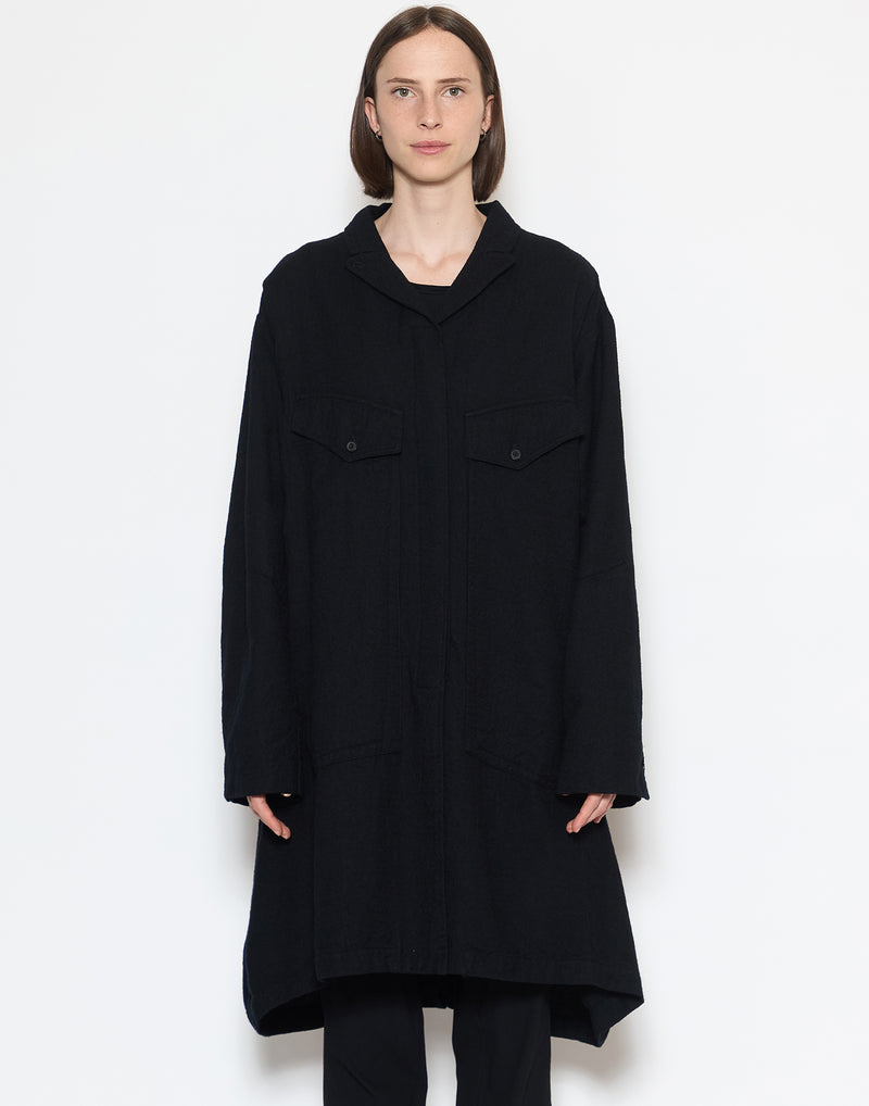 Black Wool & Cotton Trench Coat