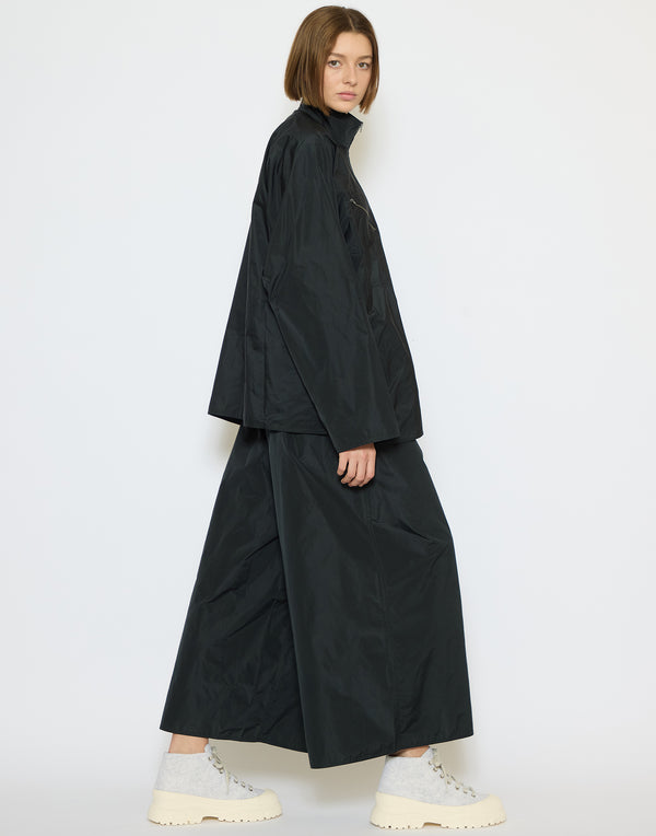 Black Taffeta Wide Leg Palau Pants