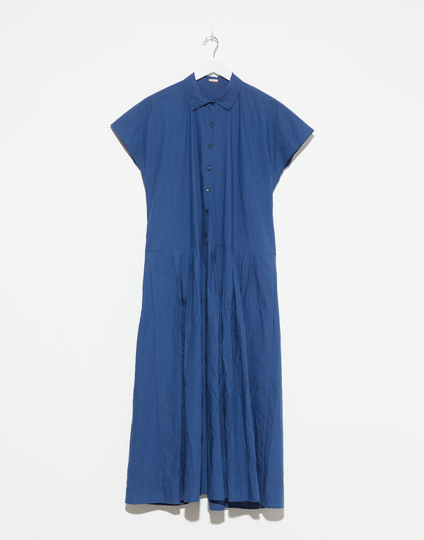 Marine Blue Blue Cotton Midi Dress
