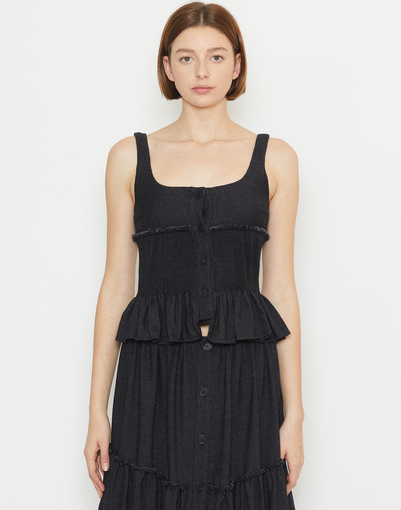 Black Wool & Linen Nuvem Corset