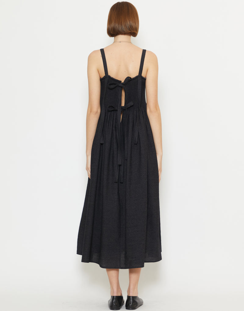 Black Wool & Linen Gal Smock Dress